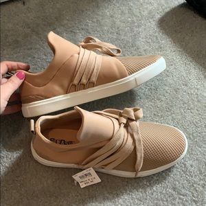 Nude color slip-on sneakers